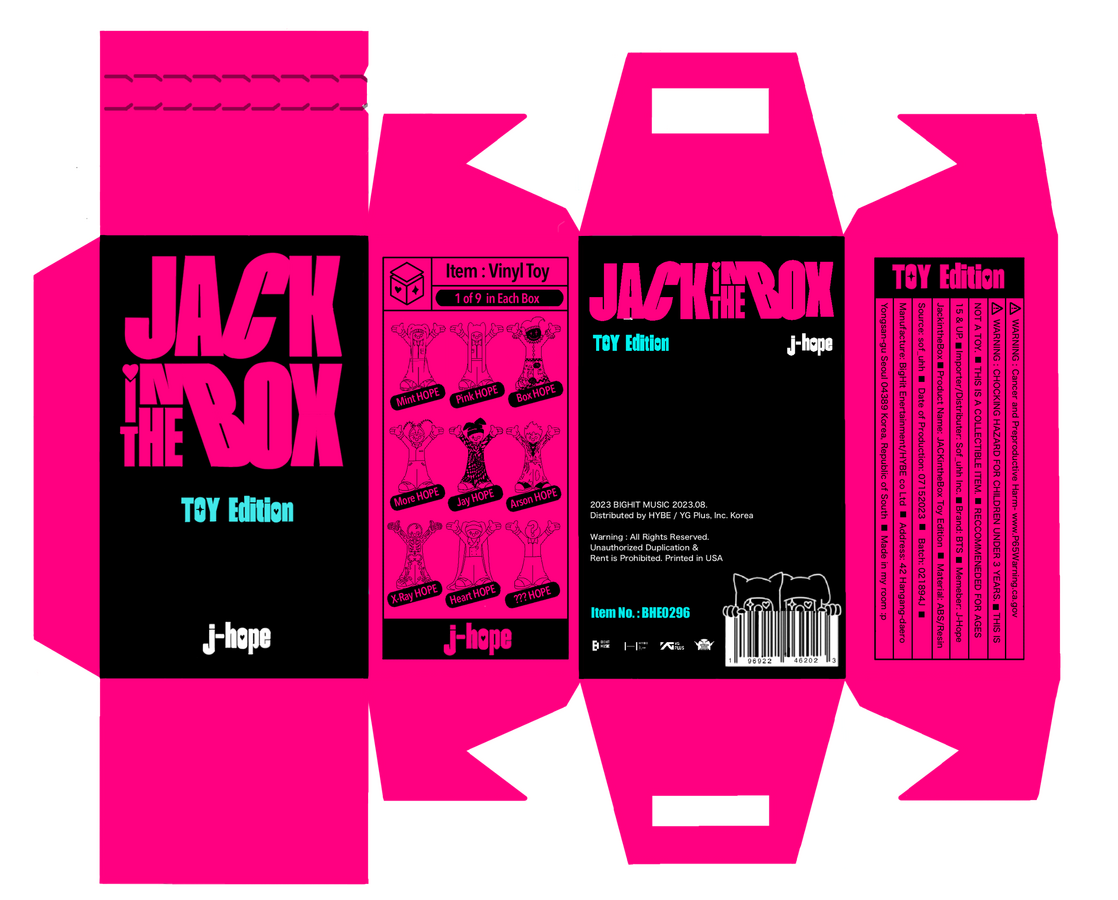 Here we have the final box design. Including preview images of other figures you can find in each box, child warnings and barcode.