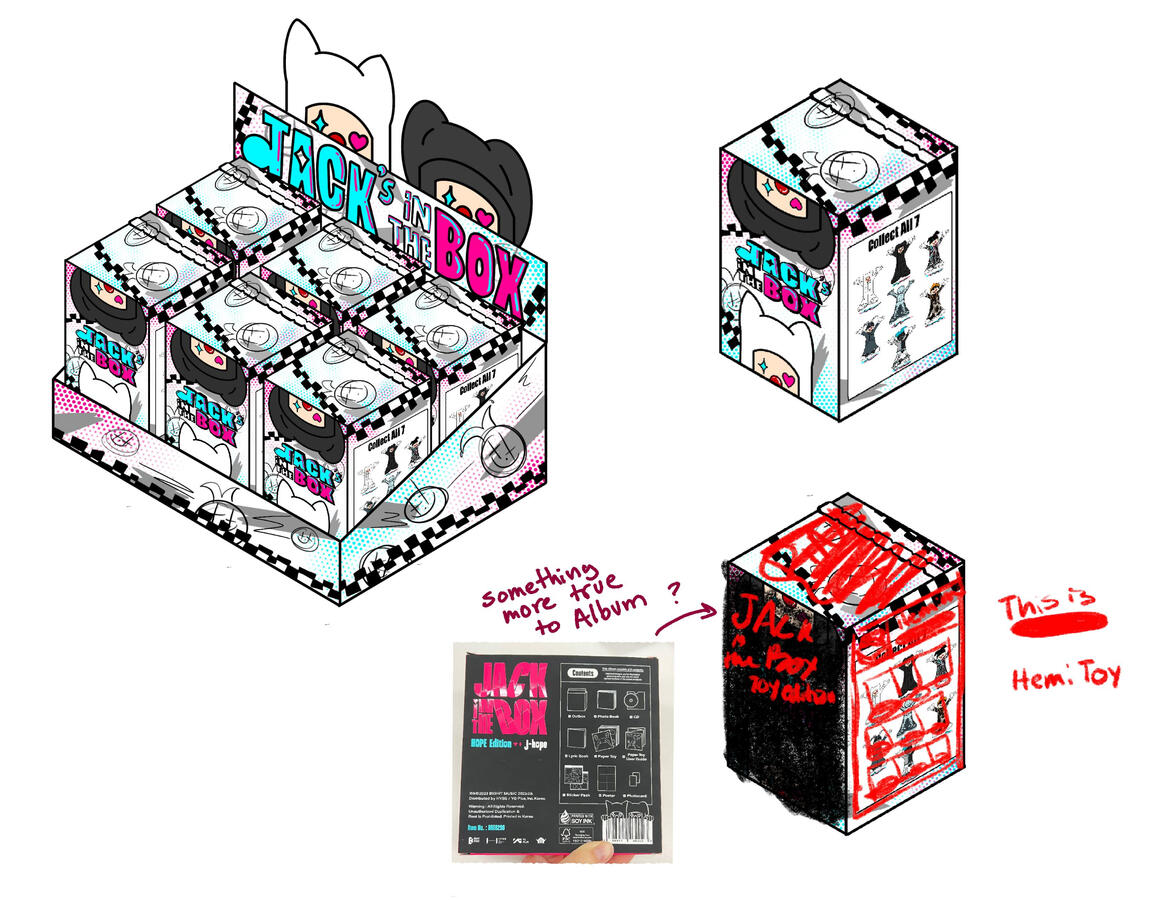 I came up with an initial design based off some of the albums past merchandise designs. But after seeing the album physically I decided to change directions completely to align with the albums art design more.